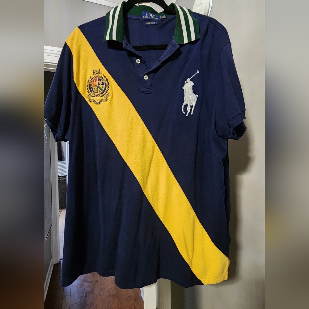 Polo by Ralph Lauren Blue and Yellow Striped Polo Shirt